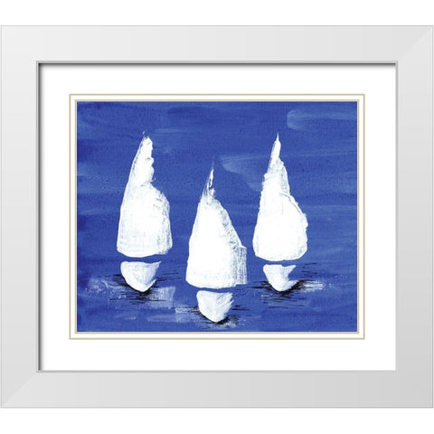 Sailboats at Night II White Modern Wood Framed Art Print with Double Matting by Seay, Anne