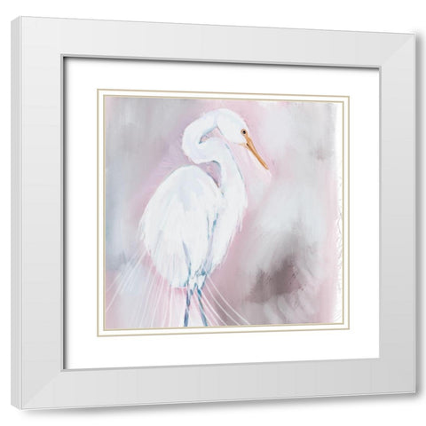 Beach Bird White Modern Wood Framed Art Print with Double Matting by Seay, Anne