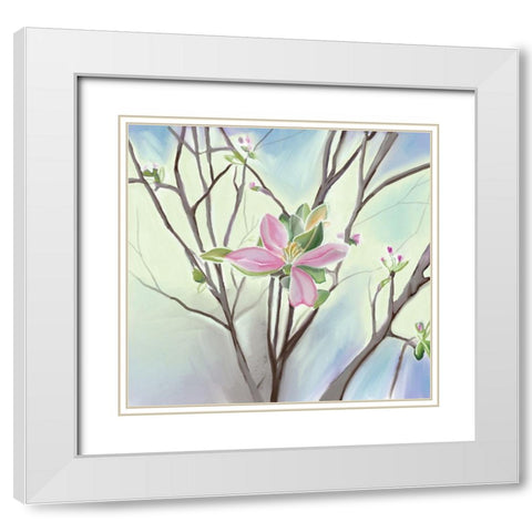 Flower White Modern Wood Framed Art Print with Double Matting by Seay, Anne