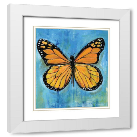 Butterfly White Modern Wood Framed Art Print with Double Matting by Seay, Anne