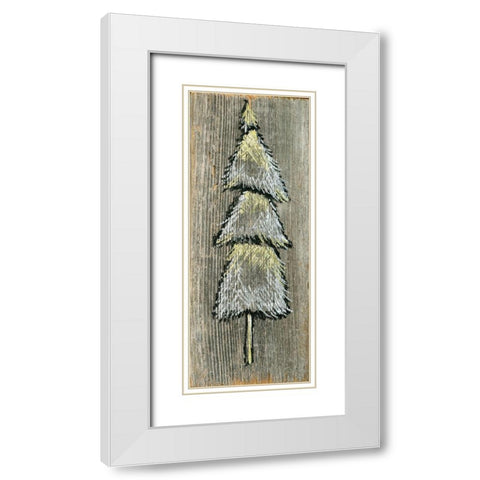 Christmas Tree White Modern Wood Framed Art Print with Double Matting by Seay, Anne
