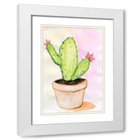 Cactus White Modern Wood Framed Art Print with Double Matting by Seay, Anne