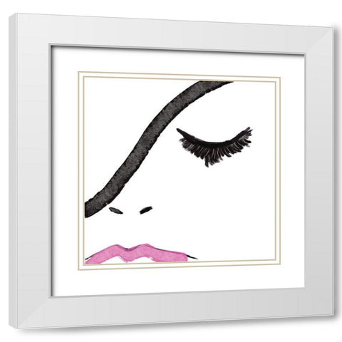 Pink Lash White Modern Wood Framed Art Print with Double Matting by Seay, Anne