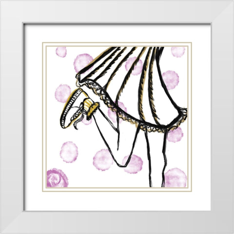 Pink Bubbles White Modern Wood Framed Art Print with Double Matting by Seay, Anne