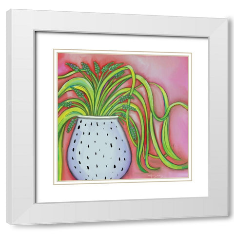 Spider Basil White Modern Wood Framed Art Print with Double Matting by Seay, Anne