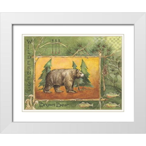 Brown Bear White Modern Wood Framed Art Print with Double Matting by Phillips, Anita