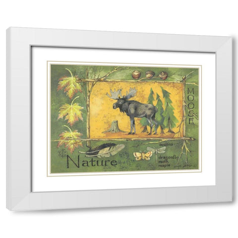 Moose White Modern Wood Framed Art Print with Double Matting by Phillips, Anita