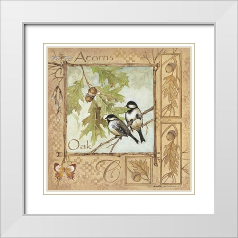 Acorns White Modern Wood Framed Art Print with Double Matting by Phillips, Anita