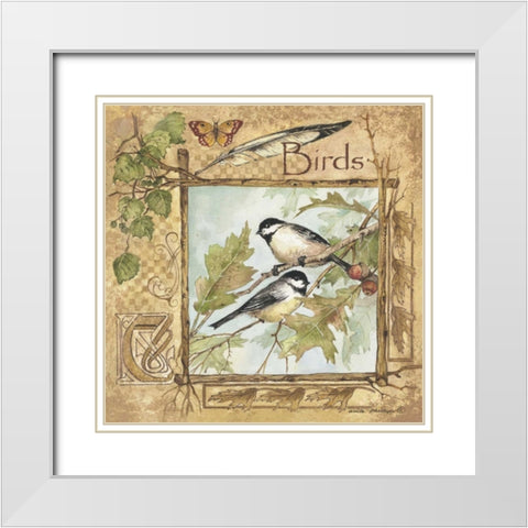 Birds White Modern Wood Framed Art Print with Double Matting by Phillips, Anita