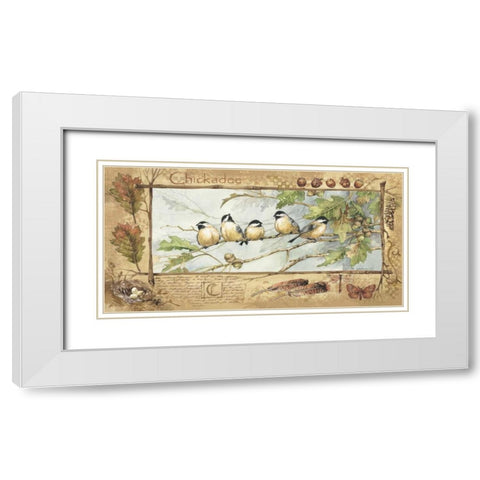 Chickadee White Modern Wood Framed Art Print with Double Matting by Phillips, Anita