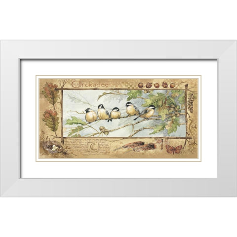 Chickadee White Modern Wood Framed Art Print with Double Matting by Phillips, Anita