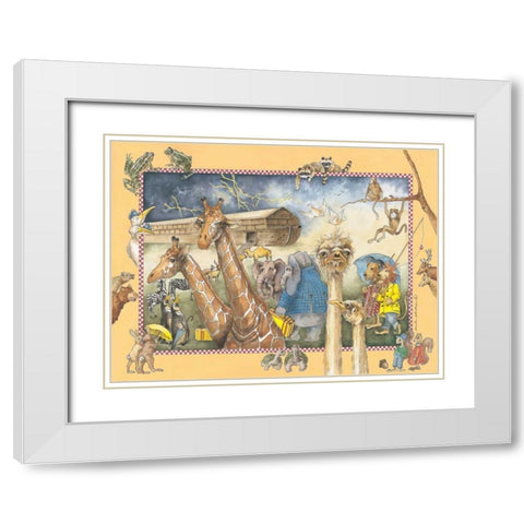 Noahs Ark White Modern Wood Framed Art Print with Double Matting by Phillips, Anita
