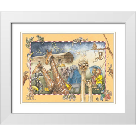 Noahs Ark White Modern Wood Framed Art Print with Double Matting by Phillips, Anita