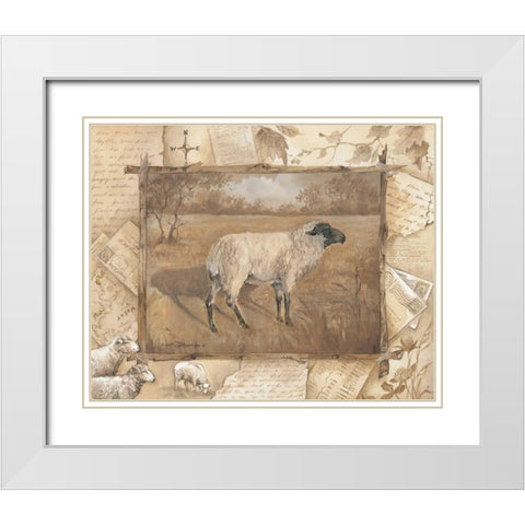 Sheep White Modern Wood Framed Art Print with Double Matting by Phillips, Anita