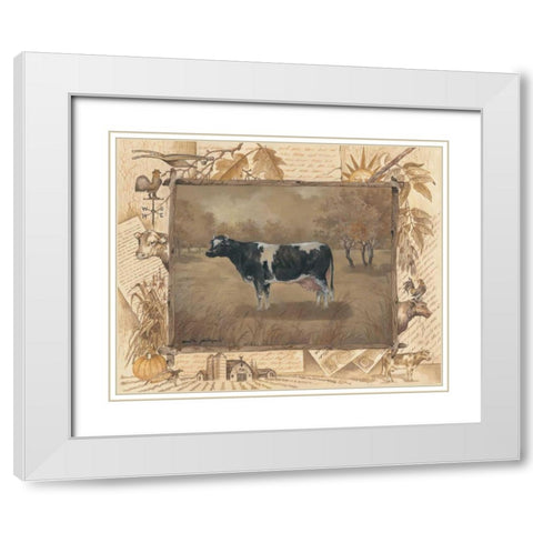 Cow White Modern Wood Framed Art Print with Double Matting by Phillips, Anita