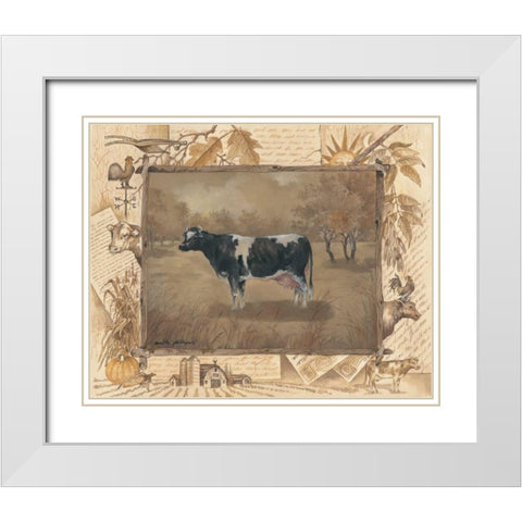 Cow White Modern Wood Framed Art Print with Double Matting by Phillips, Anita