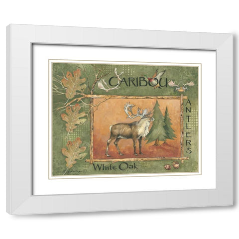 Caribou White Modern Wood Framed Art Print with Double Matting by Phillips, Anita