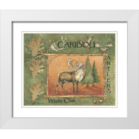 Caribou White Modern Wood Framed Art Print with Double Matting by Phillips, Anita