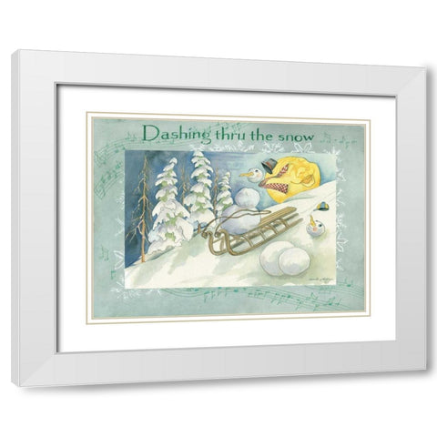 Dashing Through the Snow White Modern Wood Framed Art Print with Double Matting by Phillips, Anita