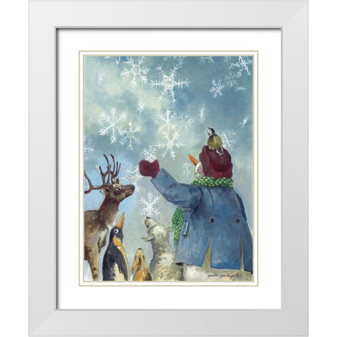 Let It Snow White Modern Wood Framed Art Print with Double Matting by Phillips, Anita