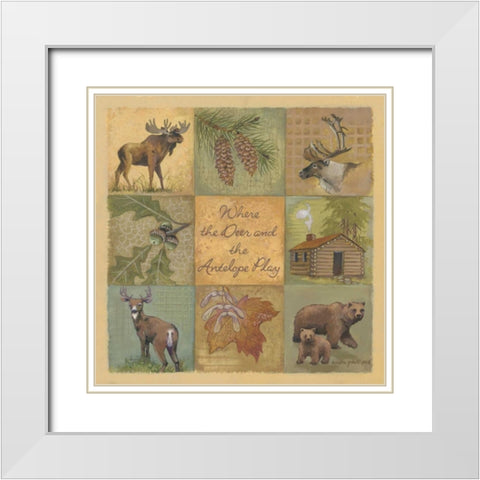 Deer and Antelope White Modern Wood Framed Art Print with Double Matting by Phillips, Anita