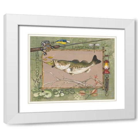 Large Mouth Bass White Modern Wood Framed Art Print with Double Matting by Phillips, Anita
