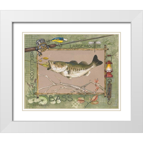 Large Mouth Bass White Modern Wood Framed Art Print with Double Matting by Phillips, Anita
