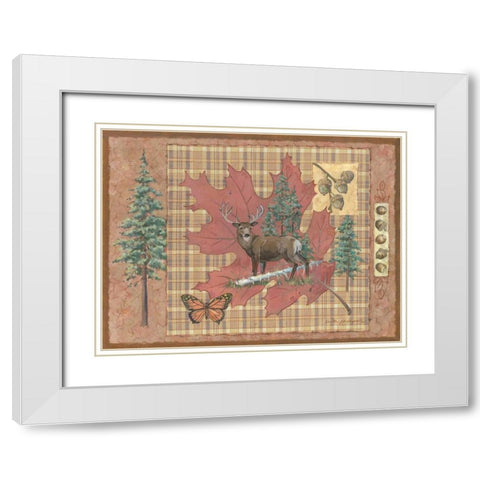 Deer Leaf White Modern Wood Framed Art Print with Double Matting by Phillips, Anita