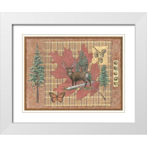 Deer Leaf White Modern Wood Framed Art Print with Double Matting by Phillips, Anita