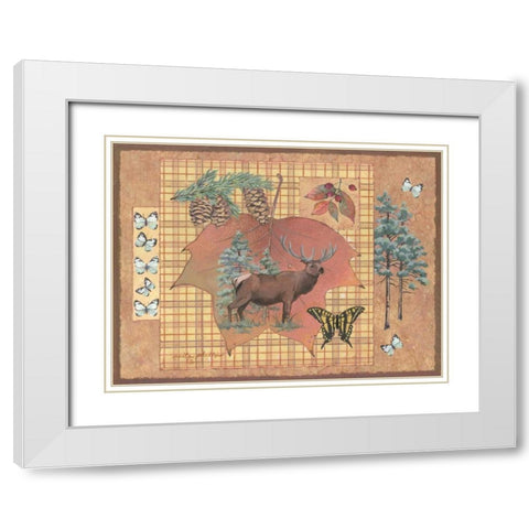 Elk Leaf White Modern Wood Framed Art Print with Double Matting by Phillips, Anita
