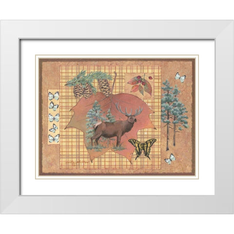 Elk Leaf White Modern Wood Framed Art Print with Double Matting by Phillips, Anita