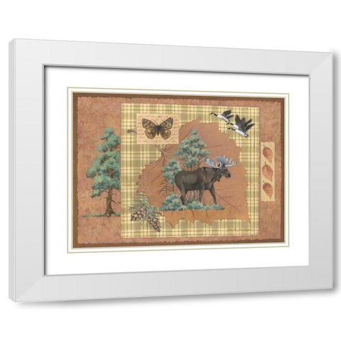 Moose Leaf White Modern Wood Framed Art Print with Double Matting by Phillips, Anita