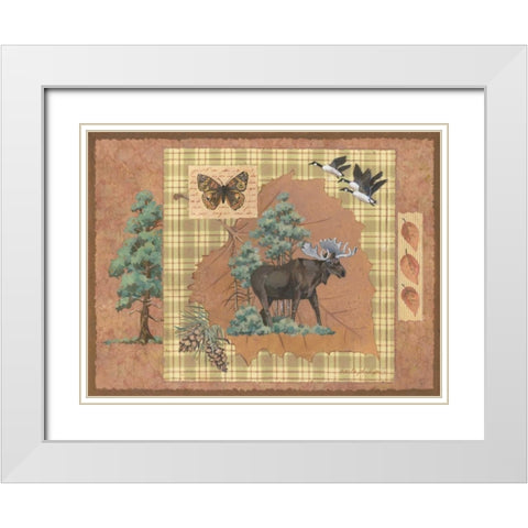 Moose Leaf White Modern Wood Framed Art Print with Double Matting by Phillips, Anita