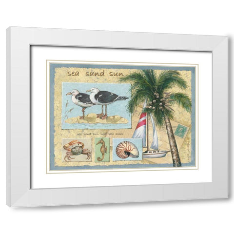 Sea-Sand-Sun White Modern Wood Framed Art Print with Double Matting by Phillips, Anita