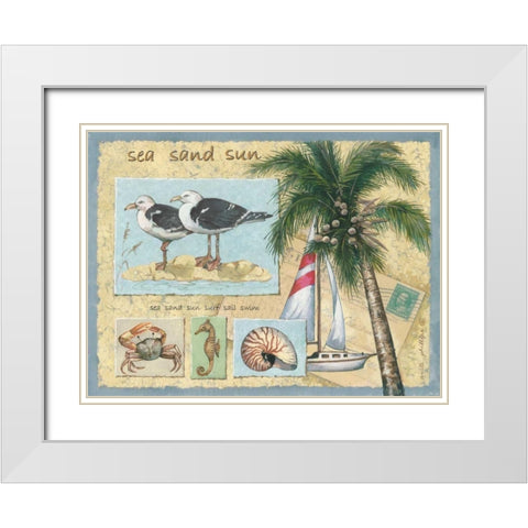 Sea-Sand-Sun White Modern Wood Framed Art Print with Double Matting by Phillips, Anita