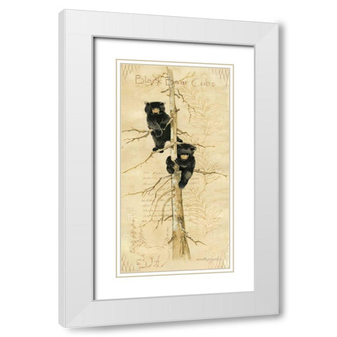 Black Bears Cubs White Modern Wood Framed Art Print with Double Matting by Phillips, Anita