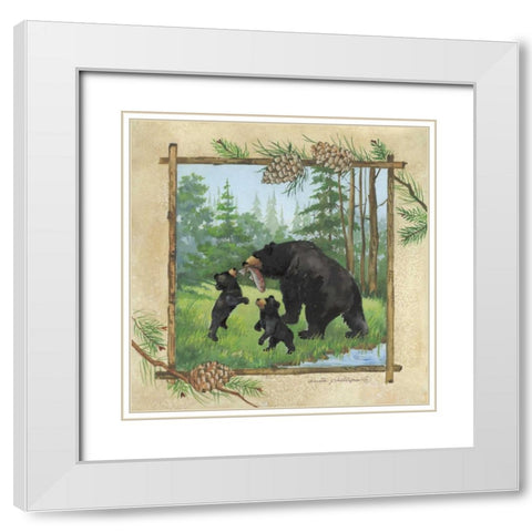 Black Bears III White Modern Wood Framed Art Print with Double Matting by Phillips, Anita