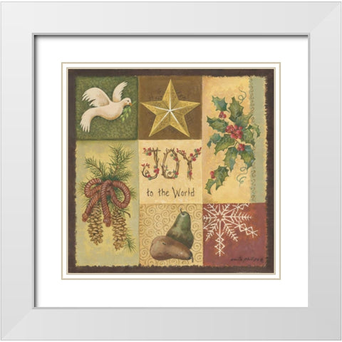 Joy to the World White Modern Wood Framed Art Print with Double Matting by Phillips, Anita