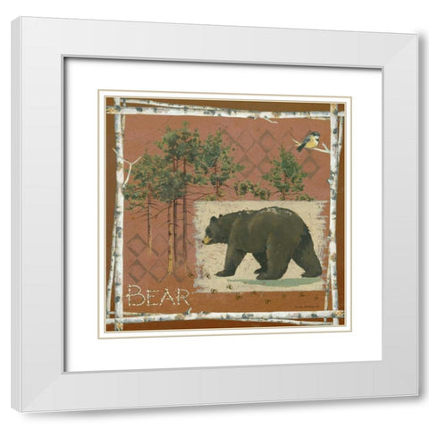 Bear on Red White Modern Wood Framed Art Print with Double Matting by Phillips, Anita
