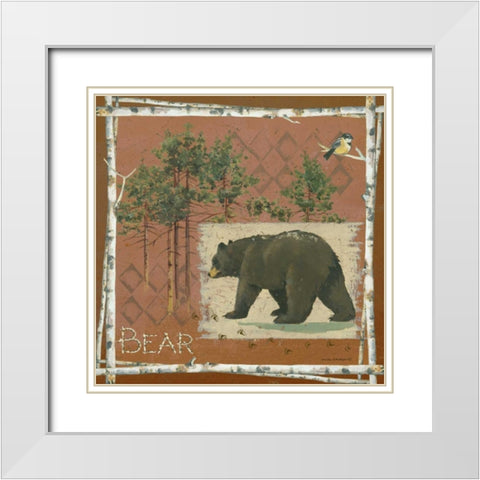 Bear on Red White Modern Wood Framed Art Print with Double Matting by Phillips, Anita