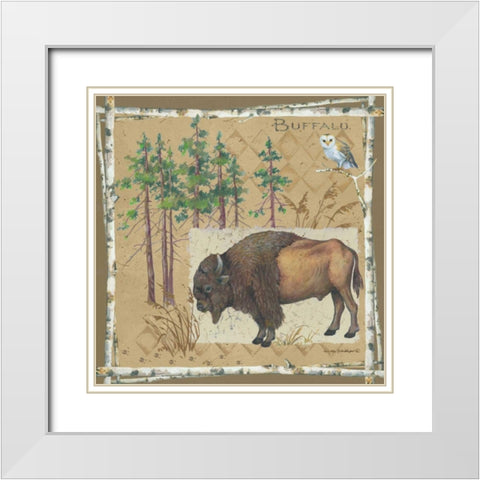Buffalo White Modern Wood Framed Art Print with Double Matting by Phillips, Anita