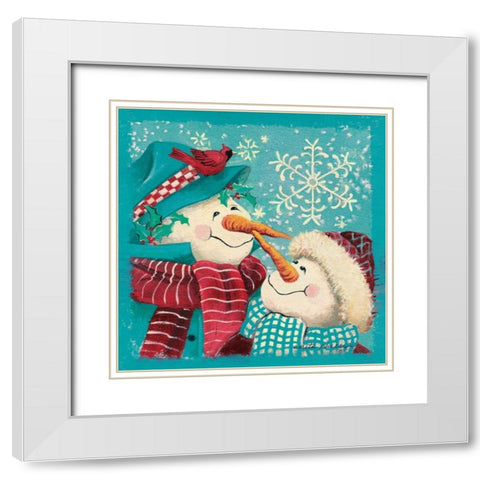 Nose to Nose - Aqua White Modern Wood Framed Art Print with Double Matting by Phillips, Anita