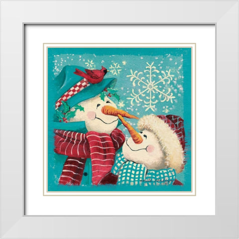 Nose to Nose - Aqua White Modern Wood Framed Art Print with Double Matting by Phillips, Anita