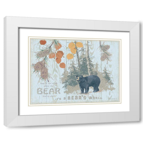Bears World Tan White Modern Wood Framed Art Print with Double Matting by Phillips, Anita
