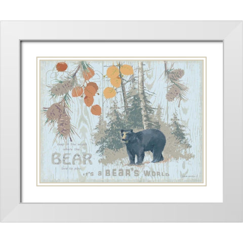 Bears World Tan White Modern Wood Framed Art Print with Double Matting by Phillips, Anita
