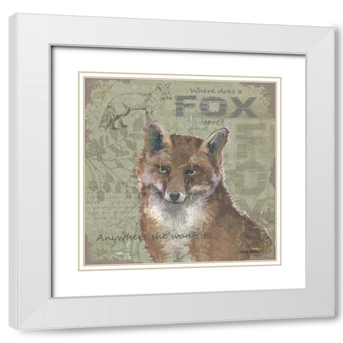 Where Does a Fox Trot White Modern Wood Framed Art Print with Double Matting by Phillips, Anita