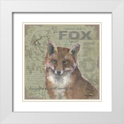 Where Does a Fox Trot White Modern Wood Framed Art Print with Double Matting by Phillips, Anita