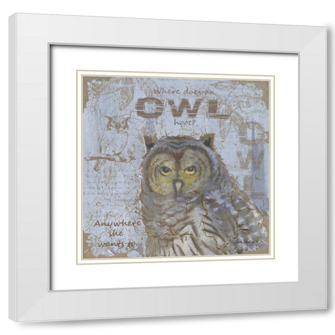 Where Does an Owl Hoot White Modern Wood Framed Art Print with Double Matting by Phillips, Anita