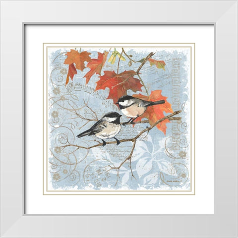 Chickadees III White Modern Wood Framed Art Print with Double Matting by Phillips, Anita