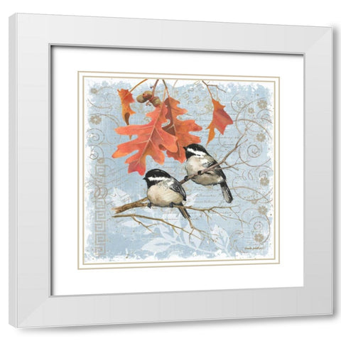 Chickadees IV White Modern Wood Framed Art Print with Double Matting by Phillips, Anita